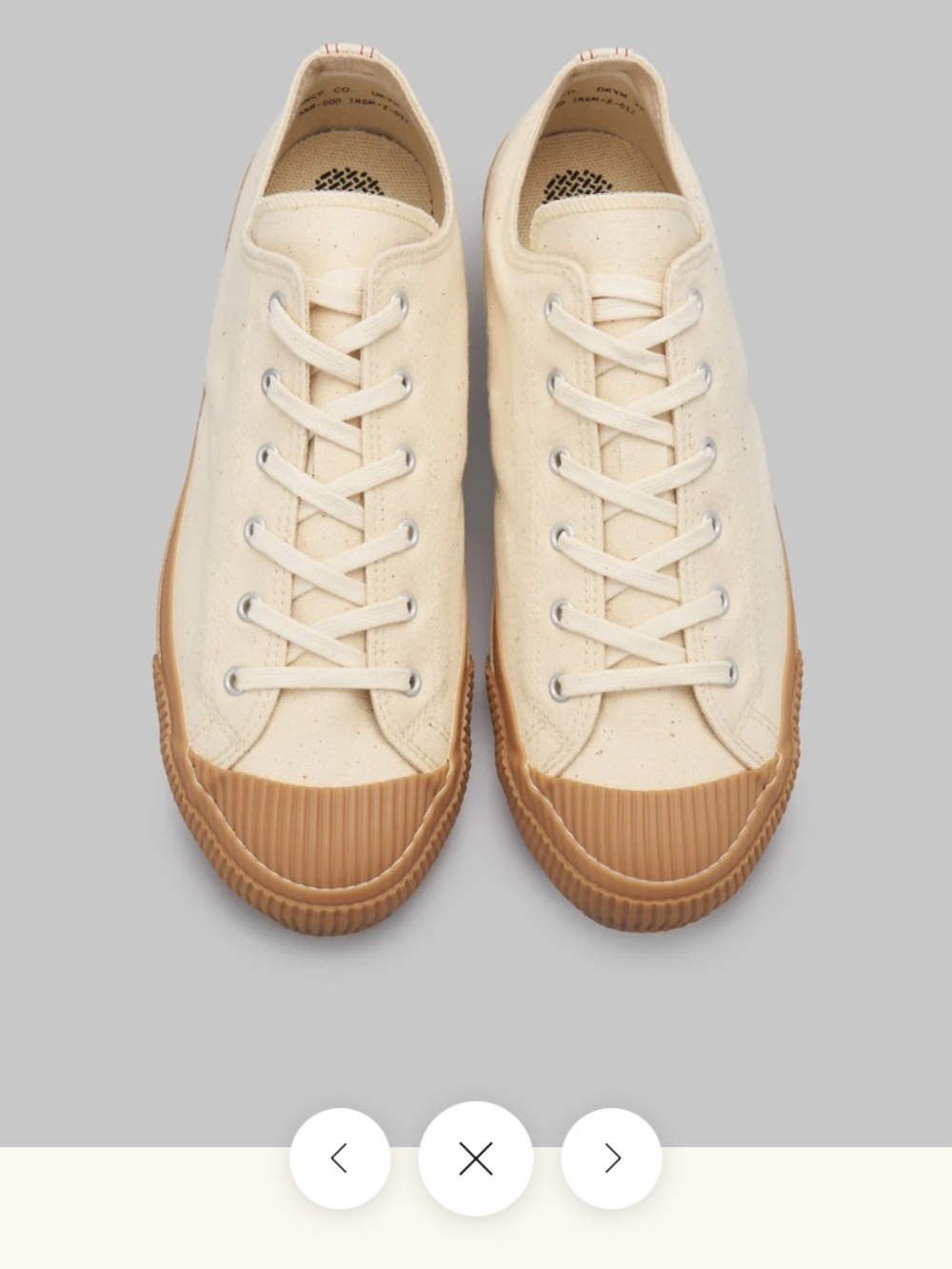 PRAS Low-Top Canvas Sneakers in Cream with Gum Toe